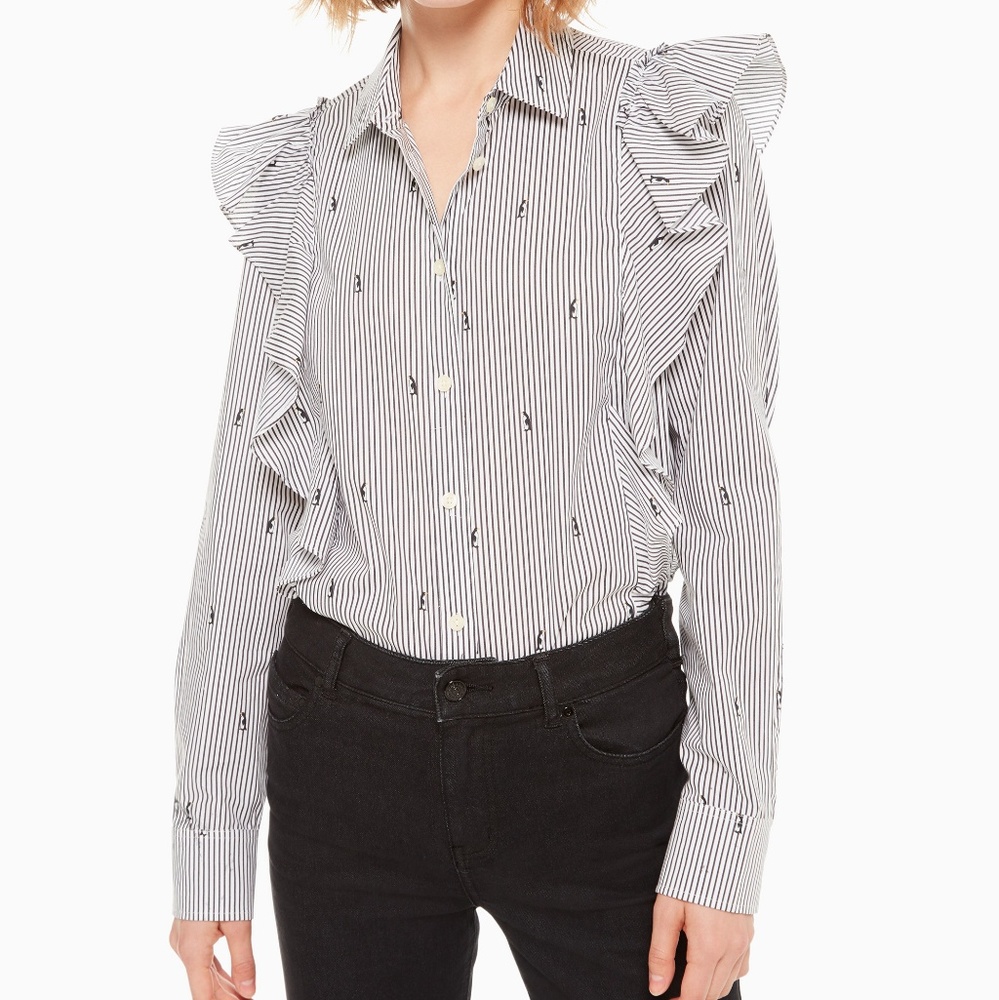 Kate Spade mini penguin ruffle blouse